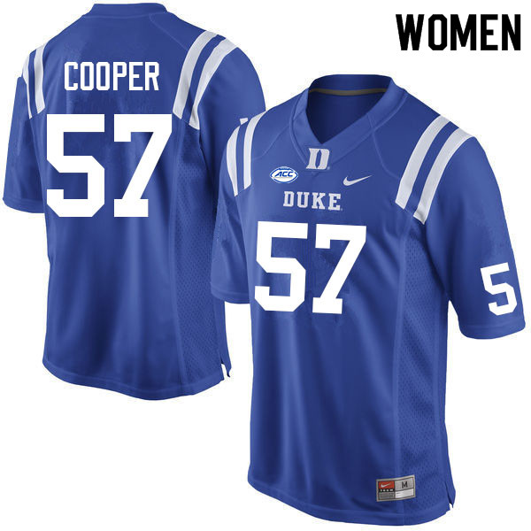 Women #57 Curtis Cooper Duke Blue Devils College Football Jerseys Sale-Blue - Click Image to Close